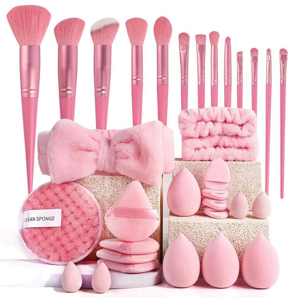 33 Pieces Premium Synthetic Pink Brushes Makeup Tool Set